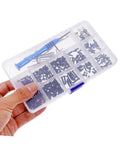 Transparent storage box with blue screwdriver and visible screws for Must Have RC Car Maintenance Kit With Full Screw Set Nuts Bolts And Hardware Fasteners Including Metric Screws In A Sturdy Iron Tool Box For Multiple RC Models Ready For Easy DIY Repairs And Upgrades.