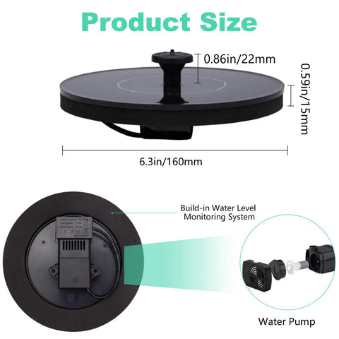Floating Solar Fountain For Bird Bath And Outdoor Ponds, Sun Powered Water Pump With No Battery Or Wiring, Easy To Use In Gardens