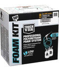 Top Shelf Two Component Closed Cell Spray Foam Insulation Kit With 120 Board Foot Yield And Slick 3.0 Density Plus Low Gwp Formula packaging.