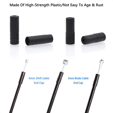 Must Have Premium Bicycle Cable End Caps Set, 20 Pieces 4mm And 5mm For Shifter And Brake Cables, durable plastic protection