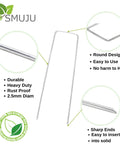 Heavy Duty 25 Piece 6 Inch Landscape Staples Galvanized Steel Stakes For Ground Cover Weed Barrier And Drip Irrigation Tubing Grip Tight U Shaped Pins For Lawn Edging, showing U-shaped design and sharp ends.