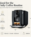 Straight Up Game Changing Automatic Espresso Machine With 2.8 Inch Color Display And Easy Cappuccino Function In Piano Black, 11x17.6x13.75 inches design.