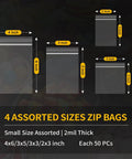 Clear Mini Baggies Pack Of 200 Resealable Plastic Bags For Jewelry Beads Crafts And Small Parts, Assorted Sizes Diagram