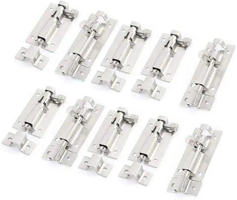Security Door Window Latch 50mm 2 Inch Stainless Steel Sliding Bolt Lock For Interior Exterior Use Heavy Duty Gate Hasp For Doors Cabinets Drawers And More 10 Pack