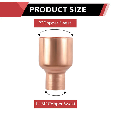 Rock Solid Low Lead Copper Coupling Reducer With Zero Drama Sweat Connection designed for 2" to 1-1/4" pipe size.