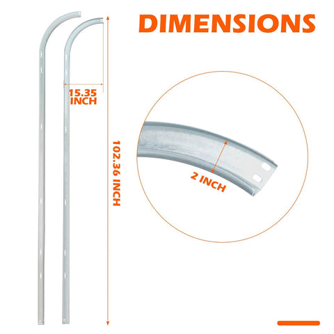 Dimensions of Built To Last 1.5mm Steel R12 Horizontal Garage Door Tracks for 7 Foot Doors with 2 Inch Rail Pair shown.