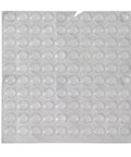 Sheet of Bulk 1000 Pack Silicone No Slip Pads For Drawers And Cabinets, round, 10x2mm, soft rubber material.