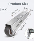 Product size dimensions of Two Pack Low Profile Rubber Casters Smooth Roll Door Support Wheels Side Mount Furniture Gliders.