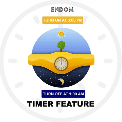 Ultra Slim 6 Inch Smart LED Recessed Downlight Kit timer feature for automatic on/off at 8:00 PM and 1:00 AM demonstrated graphically.