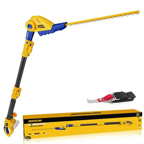 Cordless Pole Hedge Trimmer Bare Tool Only, 16 Inch Dual Action Blades, 8 Foot Reach With Extension Pole, boxed
