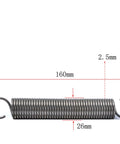Premium Heavy Duty Stainless Steel Extension Springs 2 Pack Dual Hook Tension Coil 2.5mm Wire 160mm Length displayed with dimensions.