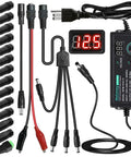 Adjustable DC Power Supply 3V To 24V 3A 72W With LCD Display AC Input 100 To 240V Includes 14 Tips and 4 Way Power Splitter Cable