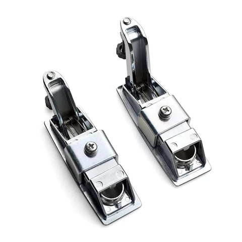 Dual silver metal cabinet lock lever panel push button compression trigger latch for heavy duty use