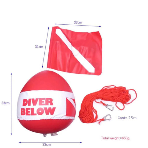 Red Dive Flag Inflatable Surface Marker Buoy For Scuba Diving Spearfishing And Boating With High Visibility Signaling