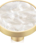 Round Gold Cabinet Knobs Set Of Twelve, One And A Quarter Inch Pearl Bead Drawer Pulls In Brushed Brass, with screws