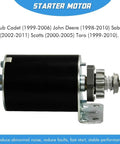Side view of 14 Teeth Starter Motor High Torque Replacement For Popular Lawn Tractor Brands Compatible With Cub Cadet John Deere New Holland And Toro Engines Copper Contacts Sealed Bearings Beefy Heavy Duty Gear 14.5 To 18 HP.