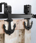 Black Rustic Double Track U Shape Bypass Sliding Barn Door Hardware Kit For Two Doors 4.5ft flat track installation