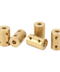 Premium Five Piece RC Brass Shaft Coupling Kit For 5Mm To 5Mm Universal Motor Connectors, five brass couplers with holes.