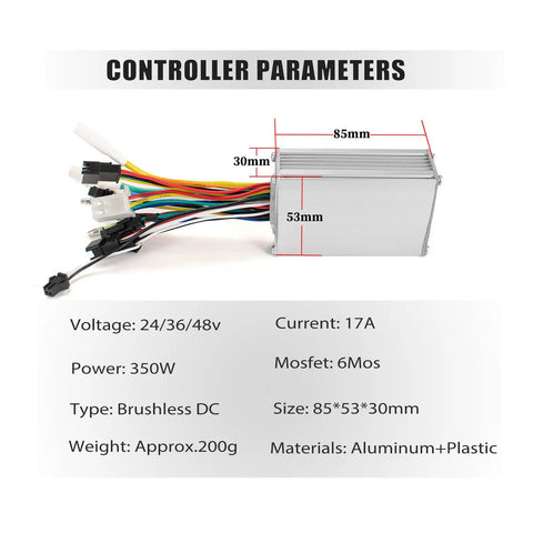 Electric Bike Controller Kit 24V 36V 48V 350W Brushless Motor Controller With LCD Display Ride Ready 17A Ebike Speed Controller For Smooth Throttle And Long Range Fits E Bikes And Scooters Ultra Durable Power Management