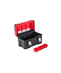 Heavy Duty 20 Inch Lockable Tool Box With Cantilever Tray Removable Cups Transparent Lid Windows And Easy Access Compartments