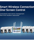 Rugged 10 Inch Touch Screen 4Ch Nvr Security Kit Packs Premium 5Mp Ptz Cameras with smart wireless connection setup.