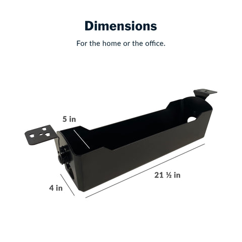 Under Desk Cable Management Tray For Sit Stand Desks, Keeps Cords Tidy And Out Of The Way, 21.5x5x4 inches, Black