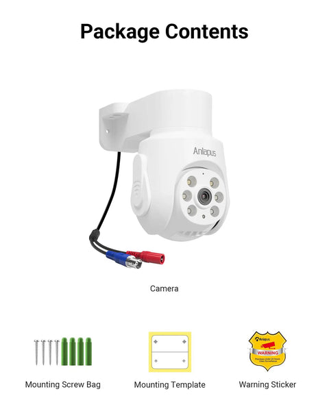 Kick Up Your Yard Watch With This Rock Solid 1080P Pan Tilt Wired Security Camera components including camera and mounting hardware.