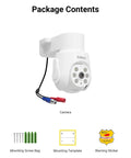 Hardcore 4K Pan Tilt Wired Security Camera Add On Compatible With Outdoor Indoor Cctv Dvr Home Surveillance Setups Boasting Zero Hassle Installation And Knockout Ultra Hd Infrared Night Vision with mounting screws, template, and warning sticker.