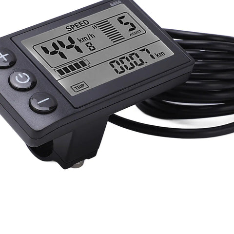 Wireless Electric Bike LCD Display Panel S866 with SM Plug for 0.9 Inch Handlebars, showing speed and distance.