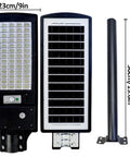 JUDYSSY 150W Solar Street Light, LED Solar Flood Light with remote, solar panel and pole, dimensions 23cm x 61cm
