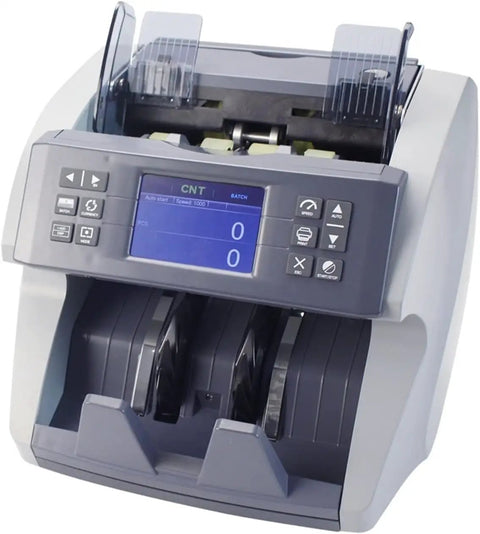 Built Tough Multi Currency Money Counter Machine With Cis Bill Validation And Auto Serial Number Detection Features Lcd Display Built In Printer And Multiple Counting Modes For No Sweat Stacking Operations, front view showing LCD and controls.