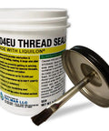 104EU Big Ol Thread Sealant For Large Threaded Connections Safe On Plastic And Metal High Pressure Water Repellent Sealant Made In The USA 5 Oz Brush Top Can, showing open can with brush lid