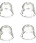 4 Pack Carburetor Primer Bulbs Replacement for Homelite Echo Stihl Zama Poulan, transparent dome-shaped plastic parts.