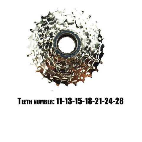 Seven Speed 11-28T Freewheel for Electric Mountain Bikes, Threaded B1.37x24TPI, 37.1mm Tall, 485g, Durable Alloy Build