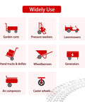 Illustration of various tools using 8 Inch Lawn Mower Wheel Kit For Push Mower Set Of 2 With Bolts And Nuts Bore Half Inch Spoke Hole