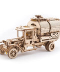 Hard 742 Piece Truck And Additions Mechanical Model Kit For Adults Featuring Tanker, Fire Ladder, And Trailer Components, plywood truck model shown angled