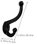 Six Pack Cast Iron Wall Hooks Vintage Black Metal Heavy Duty Coat Rack dimensions 4.25in x 2.55in for bathroom kitchen entryway decor.