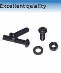 Beefy 150 Pc Button Head Hex Socket Cap Screws Kit Alloy Steel 10.9 Grade Black Oxide M6 with nuts and washer visible
