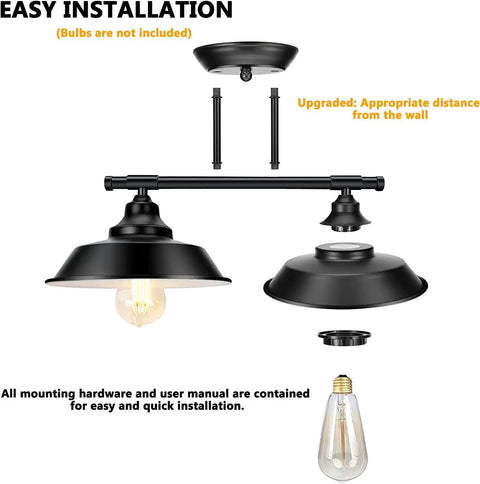 Exploded view of Farmhouse Rustic Two Light Vanity Wall Sconce With E26 Base Matte Black Industrial Bathroom Lighting Fixture components.