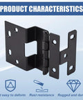 Eight Piece Set Of Five Knuckle Door Hinges For Three Quarter Inch Doors, 160 Degree Iron Cabinet Wardrobe Hinges, black finish