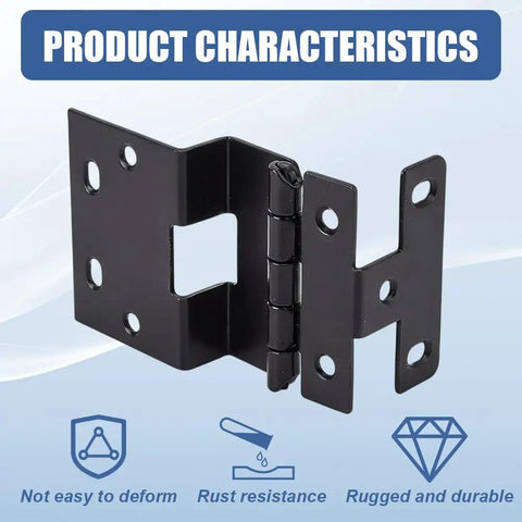 Eight Piece Set Of Five Knuckle Door Hinges For Three Quarter Inch Doors, 160 Degree Iron Cabinet Wardrobe Hinges, black finish