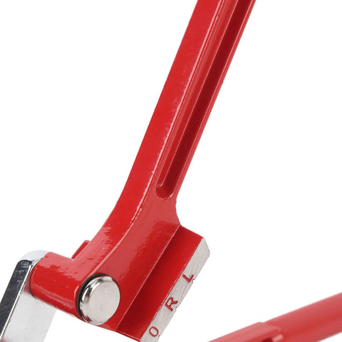 Close-up of red metal tool from Pro Grade Copper Brake Line Kit For Auto Repairs With 3/16 Inch 25-Piece Flare Tool Set And Bender.