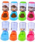 Straight Up Built Different Raised Automatic Pet Feeder For Dogs And Cats Featuring Heavy Duty Nonslip Base Easy Disassembly And Seriously Leak Proof Setup For Chill Meal Times in multiple colors, filled with pet food.