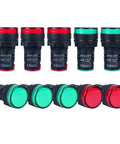 10 Pack LED Indicator Lights 22mm Panel Mount 0.87 Inch Hole 24V AC DC 20mA Energy Saving Green Red Set