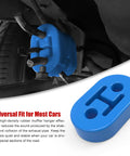 Beefed-Up EPDM Exhaust Hangers For Muffler Bushing Insulator, mounted on vehicle exhaust system, 73x47x21mm, 12mm holes, blue