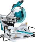 Makita LS1019L 10-inch dual-bevel sliding miter saw with laser; teal and silver metal body
