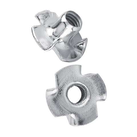 Heavy Duty Four Prong M8 T Nuts For Woodworking And Small Boards With Rust Resistant Zinc Plating