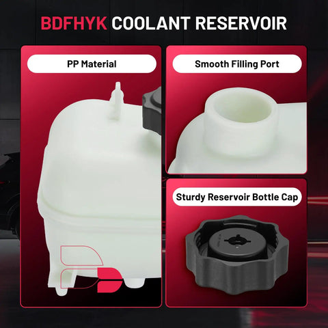 Straight Swap Engine Coolant Expansion Reservoir Overflow Tank For Mini Cooper 2002 Through 2008 1.6L L4 with sturdy cap and PP material.