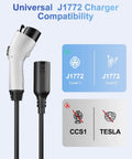 Heavy Duty J1772 Extension Cable 21 Feet Long EV Charger Cord showing universal J1772 charger compatibility for electric vehicles.