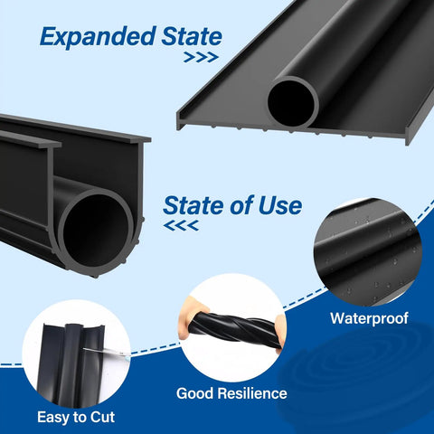 Garage Door Weather Stripping Kit With U And O Ring Seals, Bottom Rubber Seal Replacement, Five Sixteenth Inch T Ends, detail view